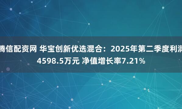 腾信配资网 华宝创新优选混合:2025年第二季度利润4598.5万元 净值增长率7.21%