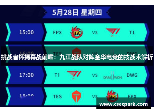 挑战者杯揭幕战前瞻：九江战队对阵金华电竞的技战术解析