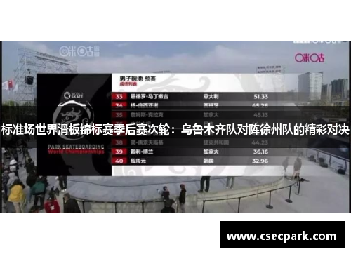 标准场世界滑板锦标赛季后赛次轮：乌鲁木齐队对阵徐州队的精彩对决